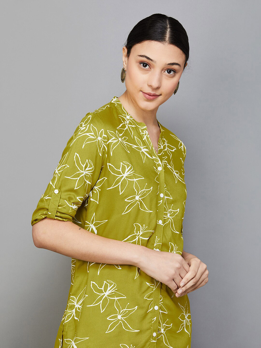

Melange by Lifestyle Floral Printed Kurti, Yellow