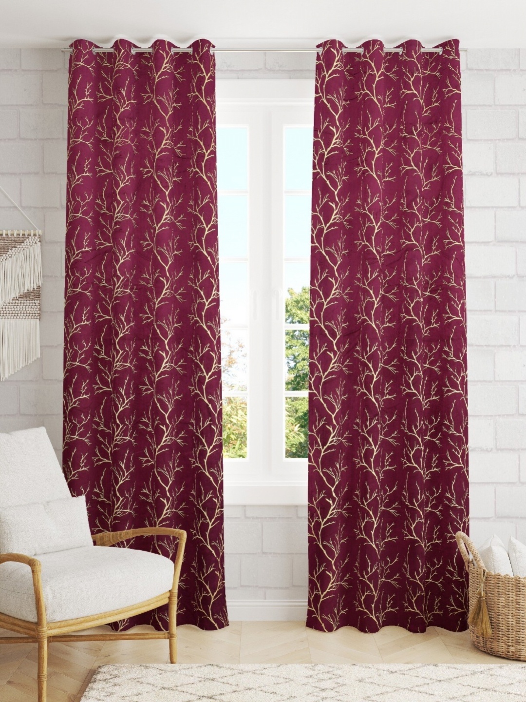 

AaHo Decor Purple & Gold-Toned 2Pcs Black Out Door Curtain