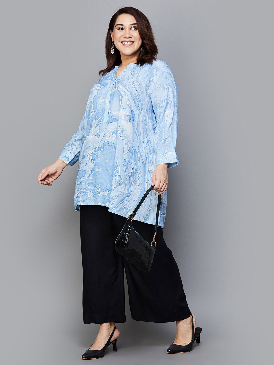 

Moiree by Lifestyle Printed Full Sleeve Top, Blue