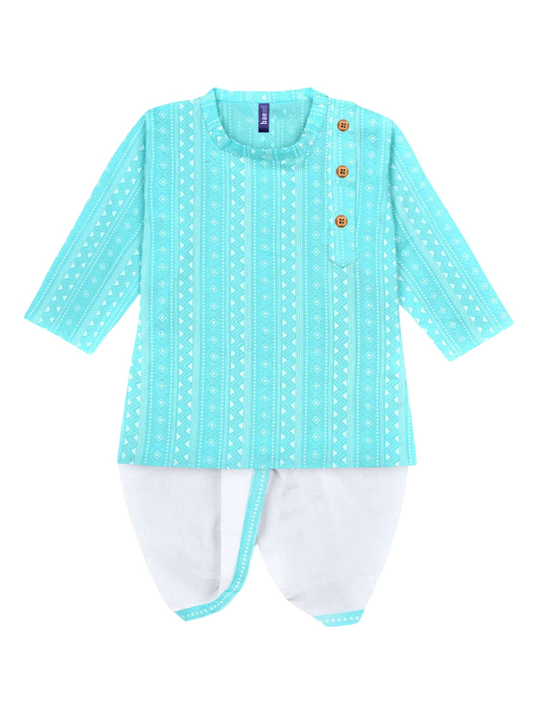 

BAESD Boys Geometric Printed Regular Kurta with Dhoti Pants, Blue