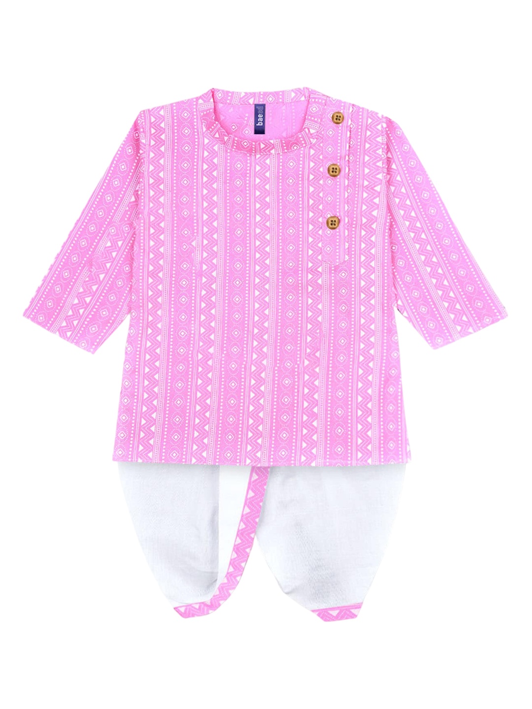

BAESD Boys Ethnic Motifs Printed Regular Kurta with Dhoti Pants, Pink