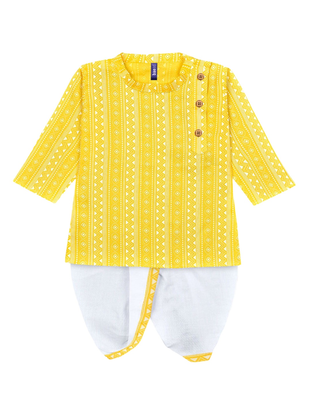 

BAESD Boys Ethnic Motifs Printed Regular Kurta with Dhoti Pants, Yellow