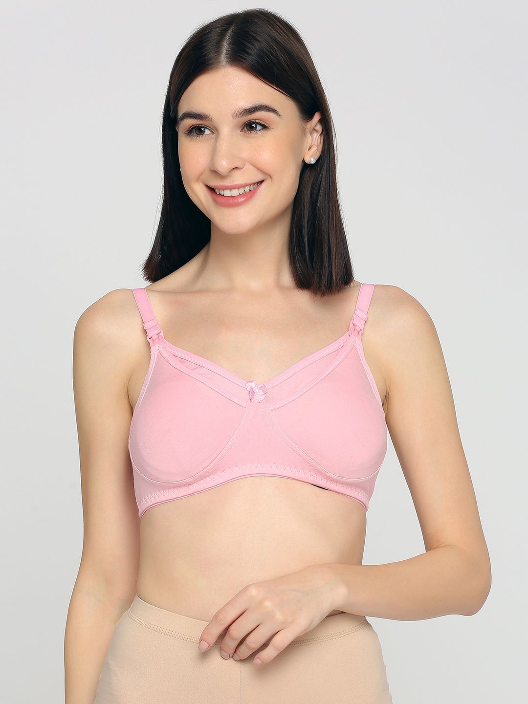 

Evamomies Woven Full Coverage Non Padded Maternity Bra, Pink
