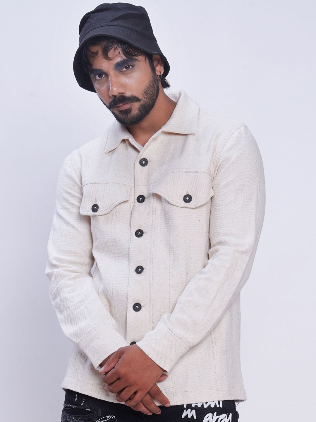 

Inkriti Kala Cotton Handloom Denim Jacket, Off white