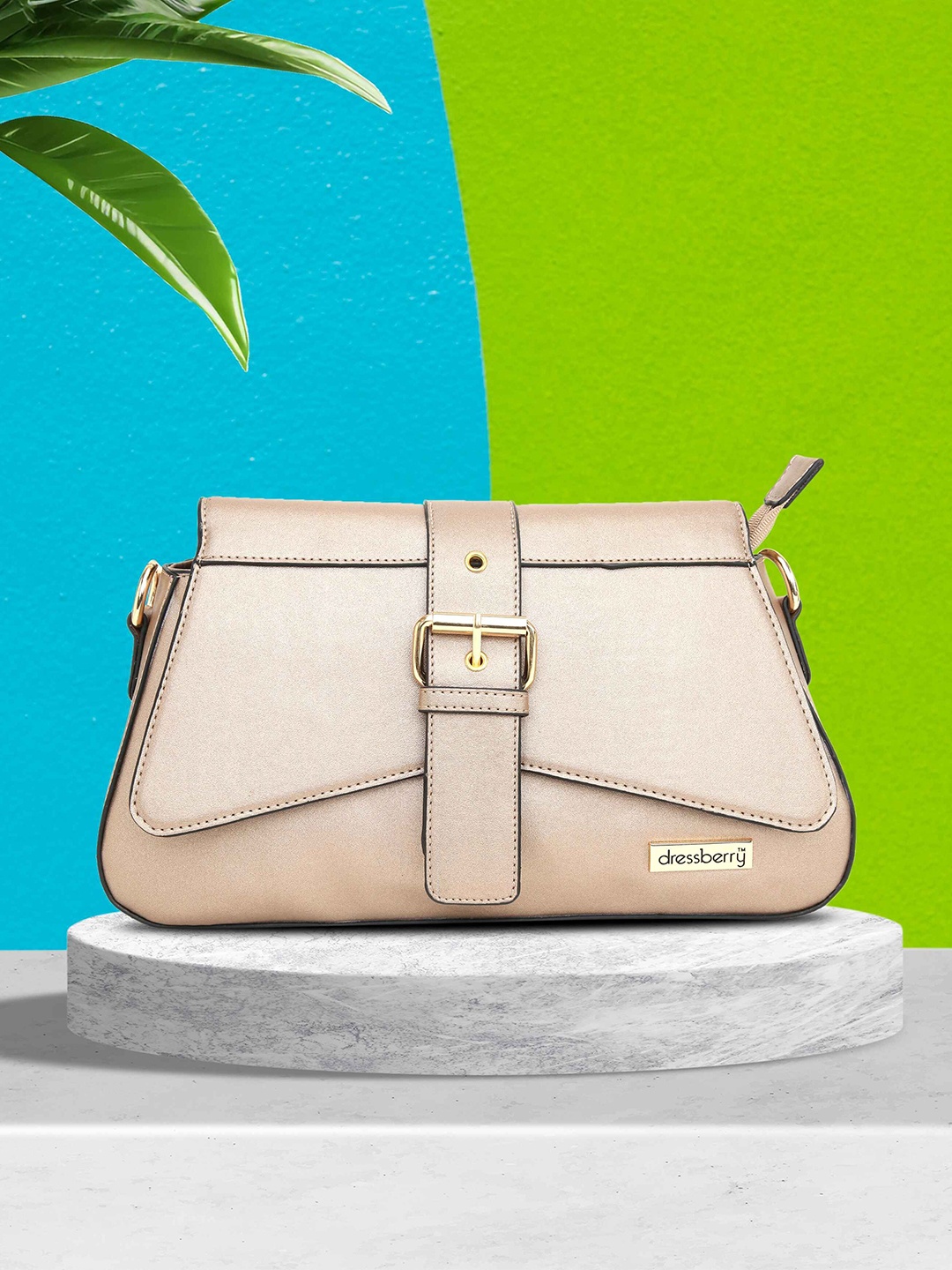

DressBerry Beige Structured Sling Bag