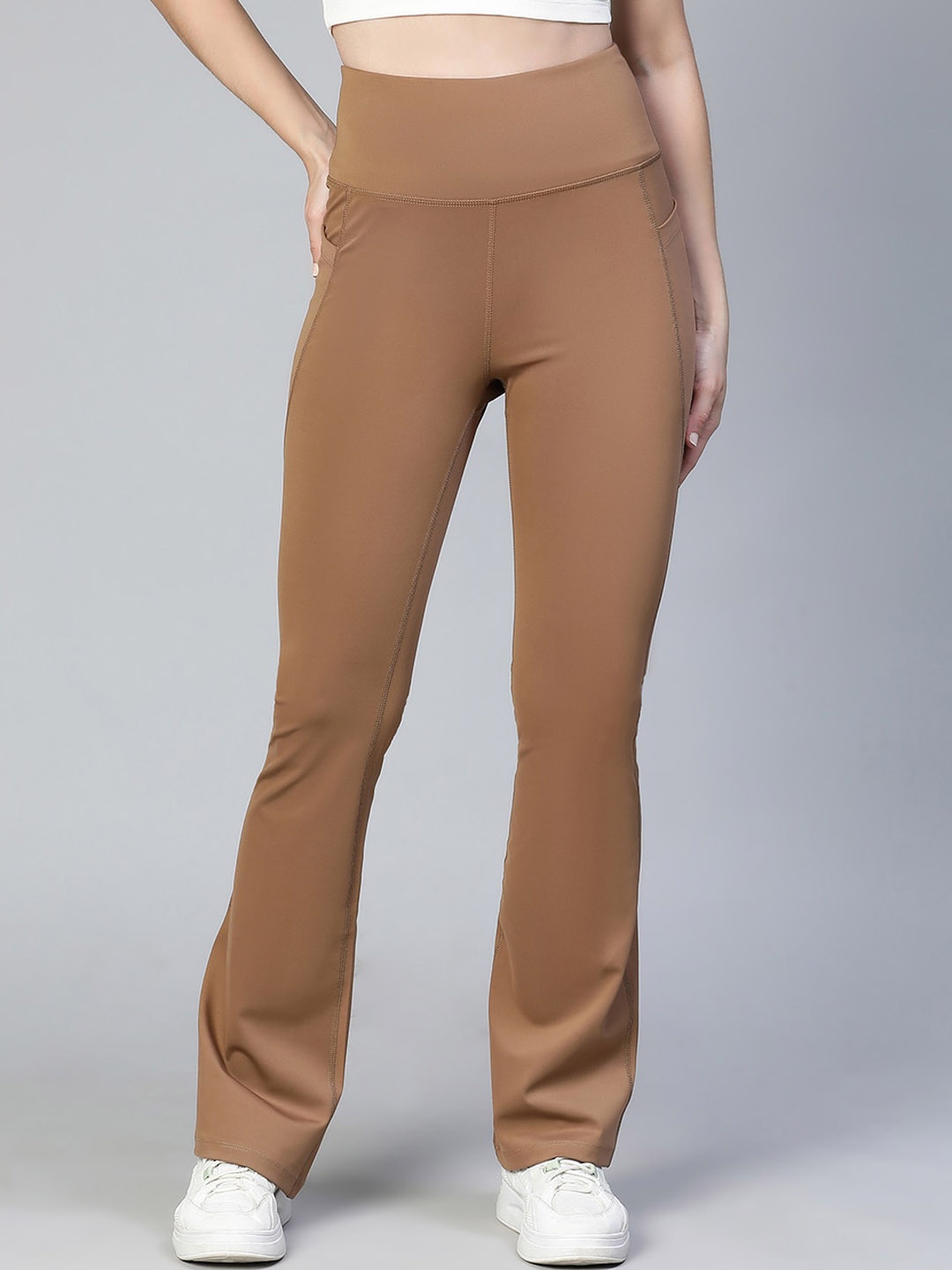 

ATHLISIS Women Boot Cut-Fit Track Pant, Tan