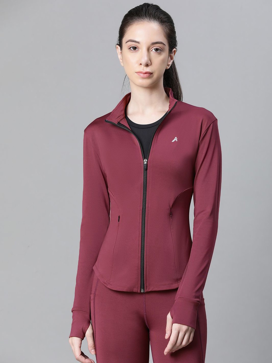 

ATHLISIS Women Lightweight Crop Training or Gym Sporty Jacket, Maroon