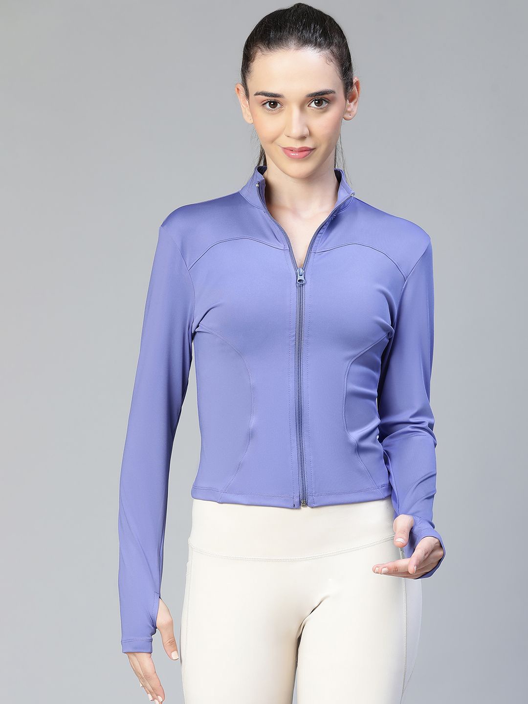 

ATHLISIS Women Floral Lightweight Crop Training or Gym Sporty Jacket, Purple
