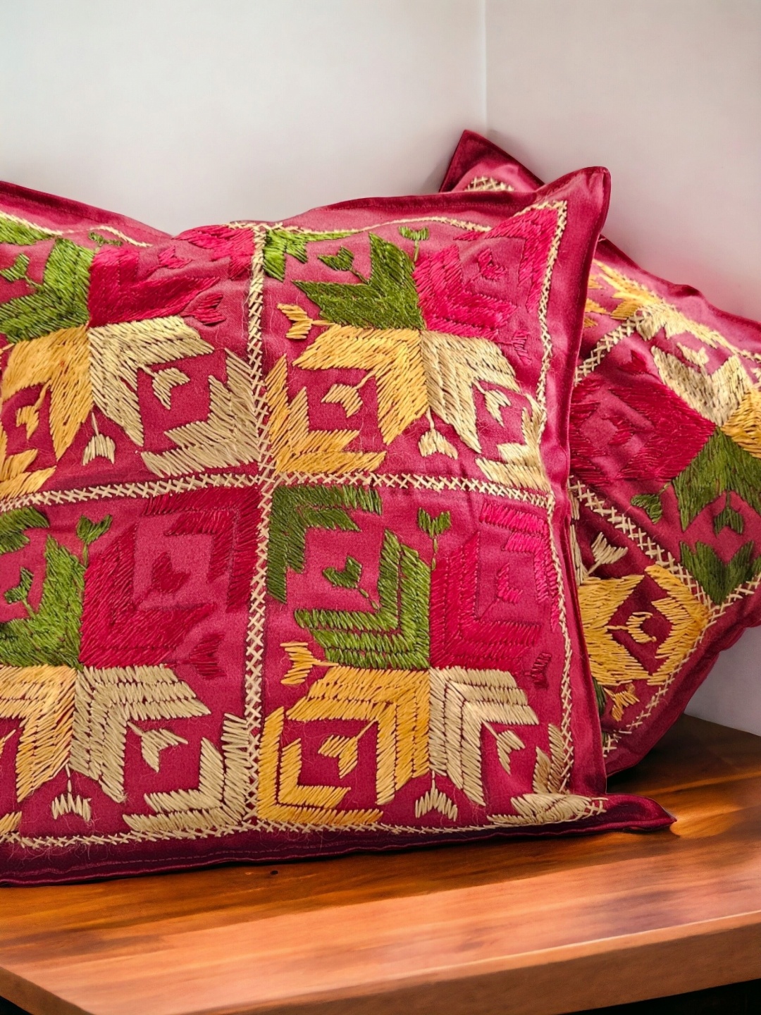 

Feels Like Home Set of 5 Ethnic Motifs Square Cushion Covers, Magenta