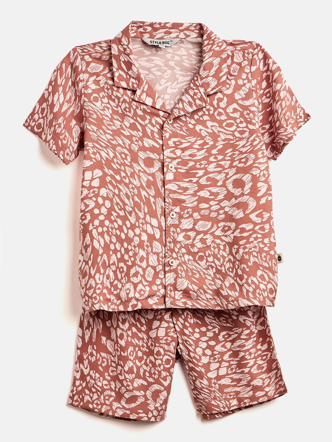 

Stylo Bug Girls Printed Shirt with Shorts, Peach