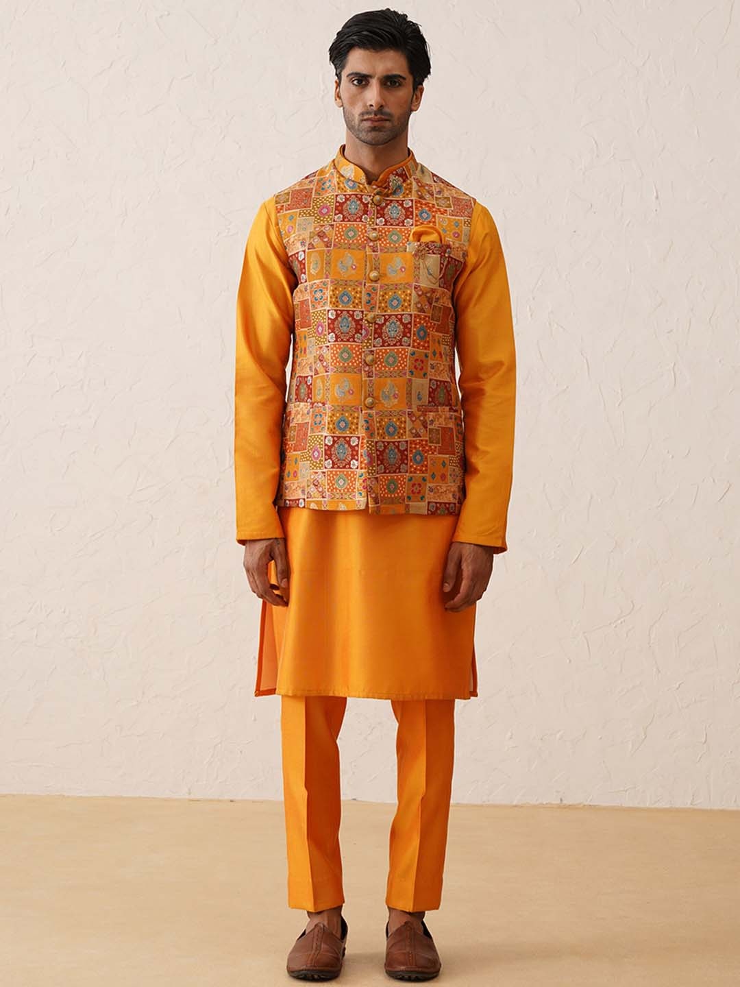 

Denis Parkar Men Regular Kurta with Pyjamas, Mustard