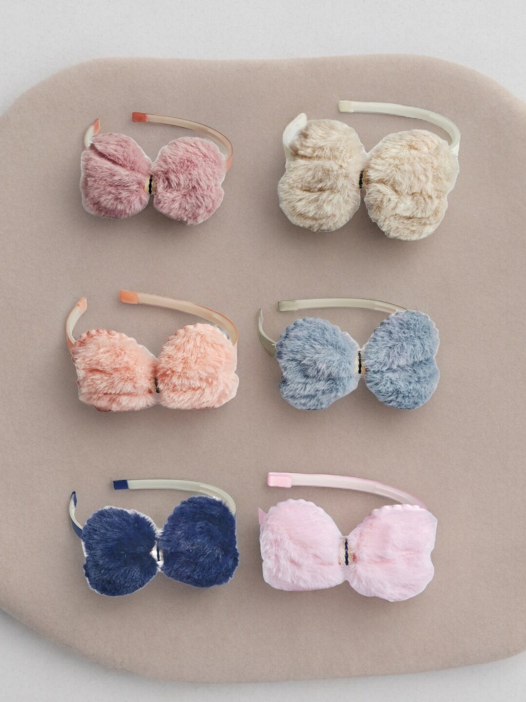 

ANNA CREATIONS Girls Set of 6 Hairband, Beige