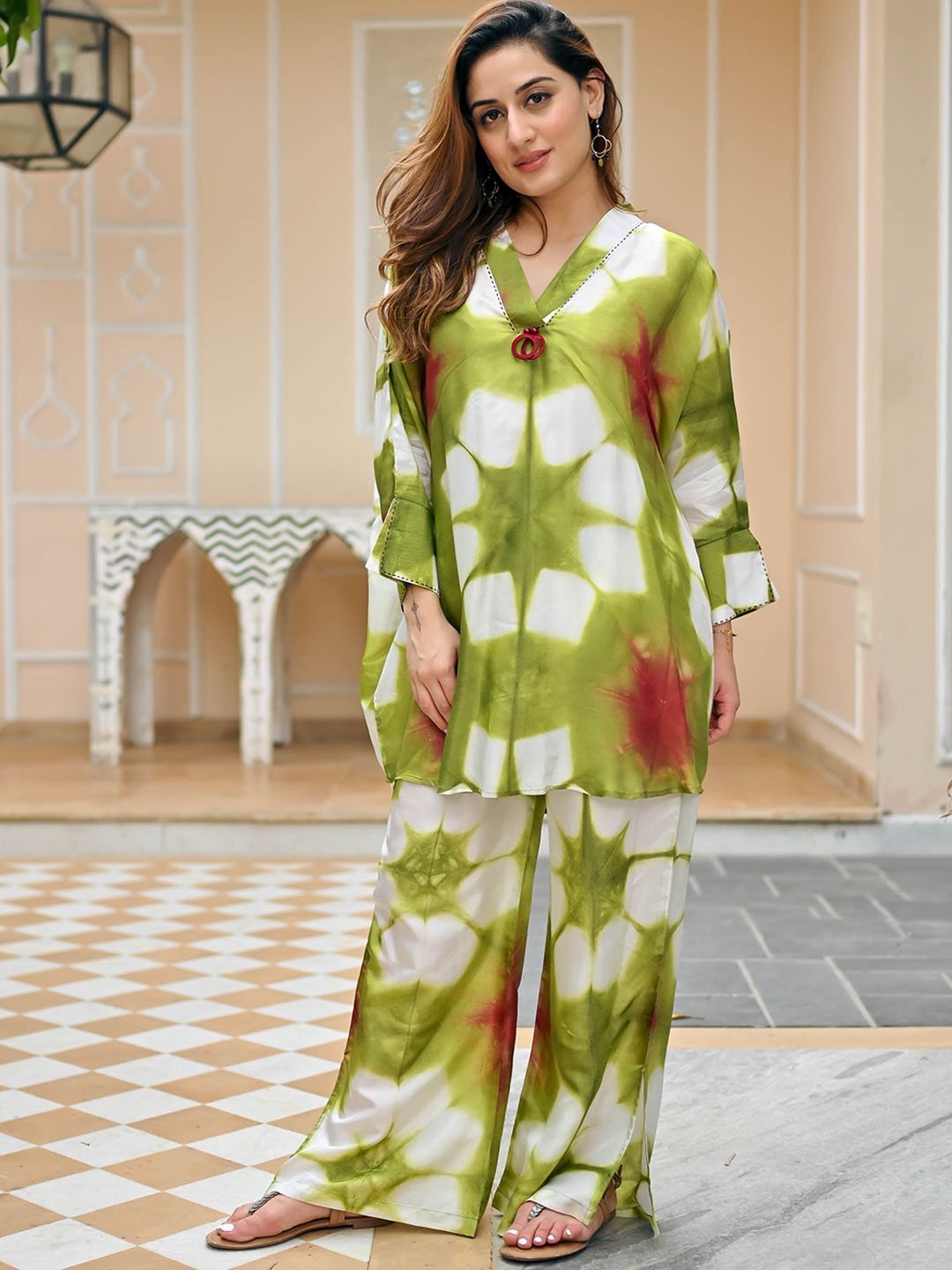 

Bunaai Printed Tunic With Trousers Co-Ords, Olive