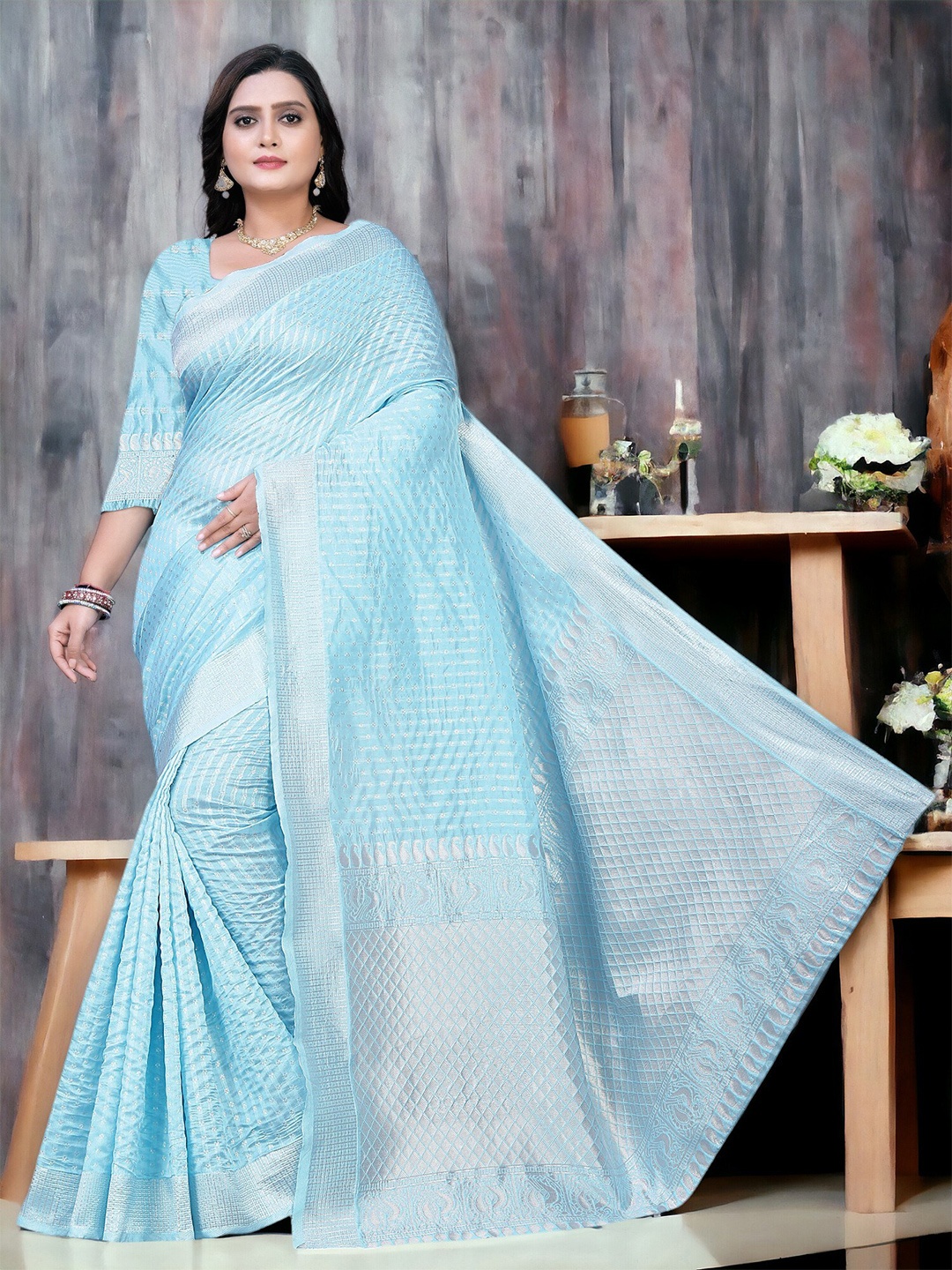 

CARTYSHOP Woven Design Zari Banarasi Saree, Blue