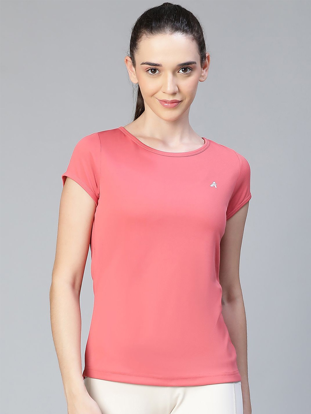 

ATHLISIS Women Extended Sleeves e-Dry Raw Edge Slim Fit T-shirt, Rose