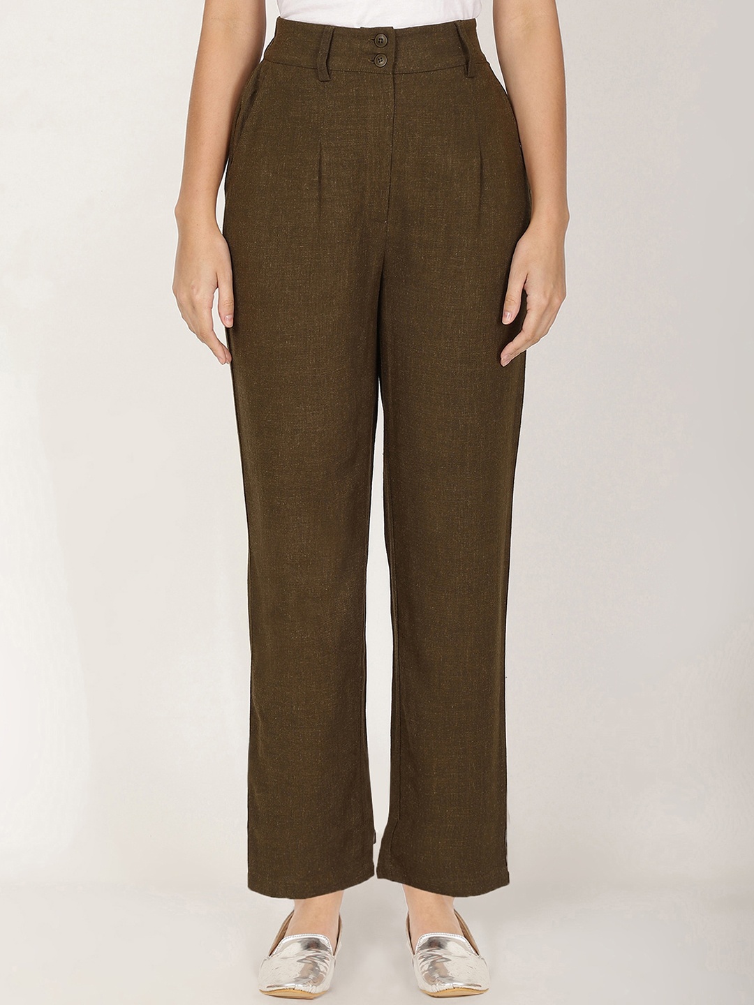 

FUTURO Women Relaxed Straight Leg Trousers, Olive
