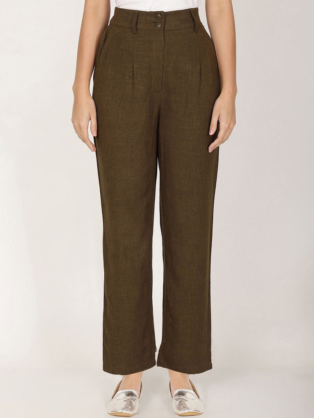 

FUTURO Women Relaxed Straight Leg Trousers, Olive