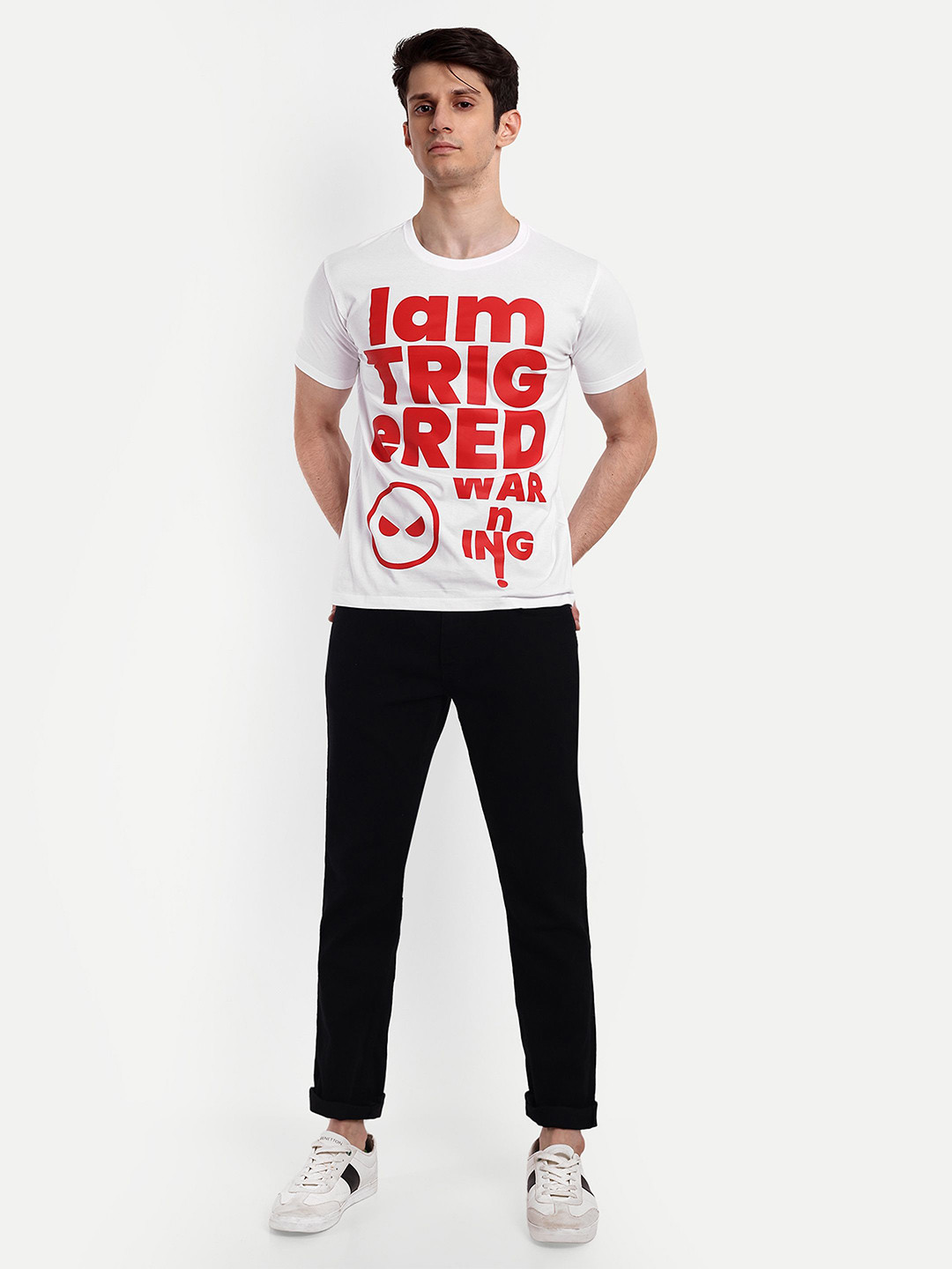 

Beetein Lamhein Men Typography Printed Bio Finish Applique T-shirt, White