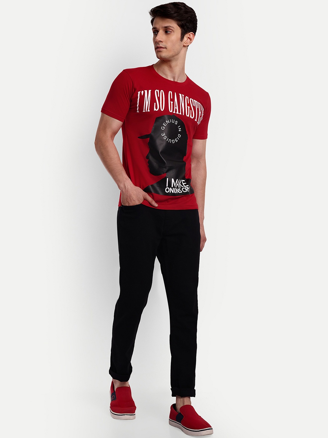 

Beetein Lamhein Men Printed Bio Finish Raw Edge T-shirt, Red