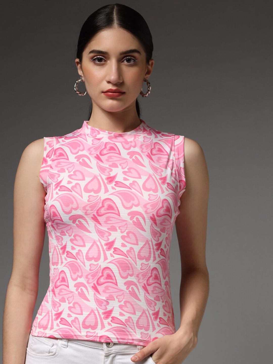 

TANDUL Geometric Print Top, Pink