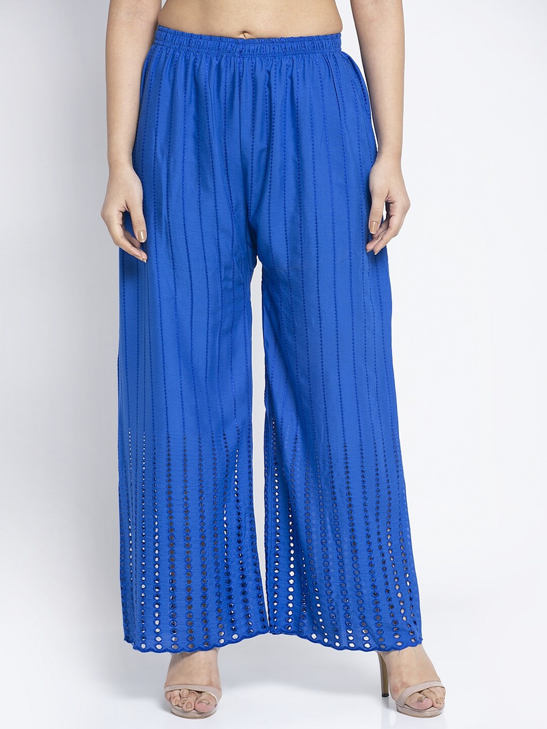 

Jinfo Women Knitted Palazzos, Blue