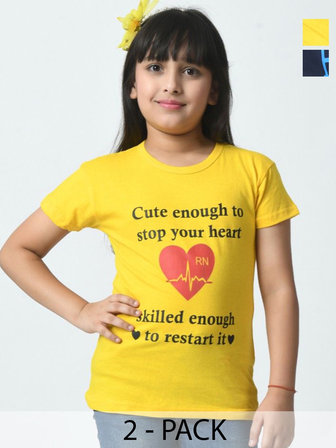 

BAESD Girls Typography 2 Printed cotton T-shirt, Multi