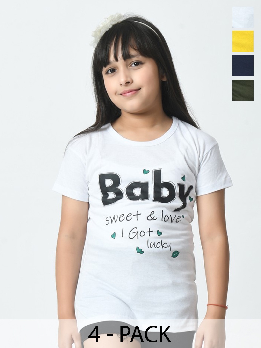 

BAESD Girls Typography 4 Printed Raw Edge T-shirt, White