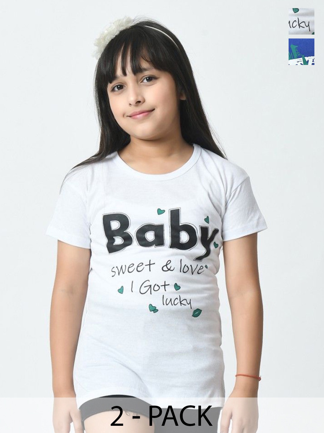 

BAESD Girls Typography 2 Printed Raw Edge cotton T-shirt, Multi