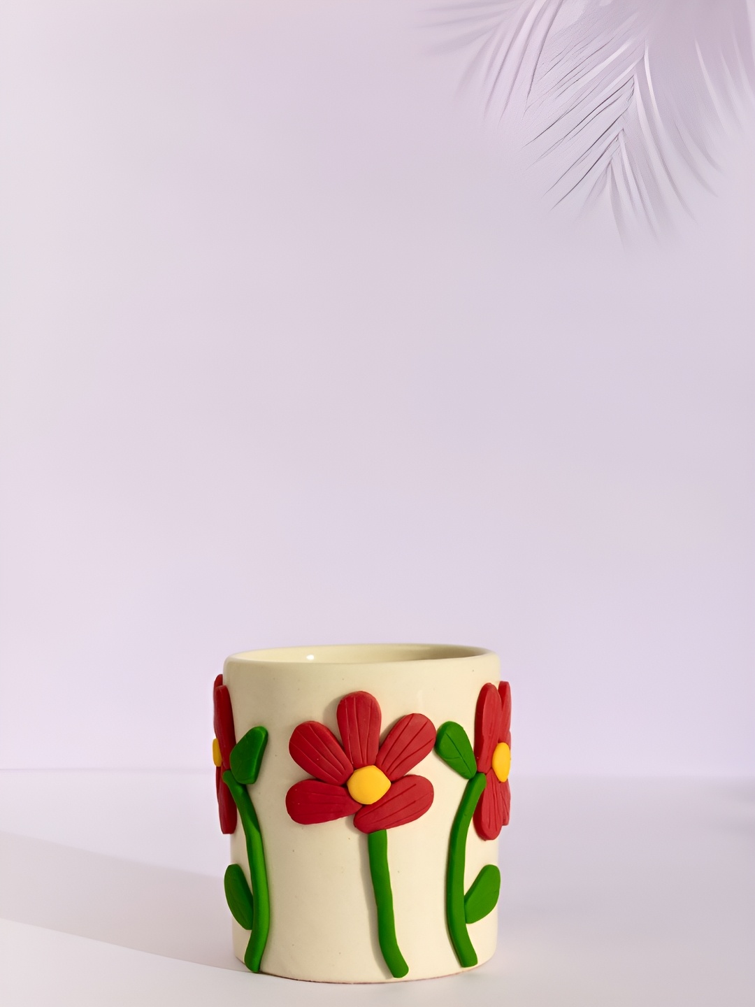 

Indikluster Off White & Red Flower Printed Planter