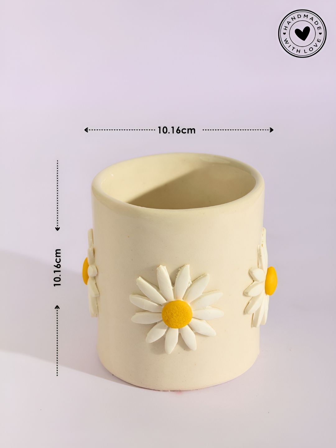 

Indikluster Off White & White Flower Printed Planter