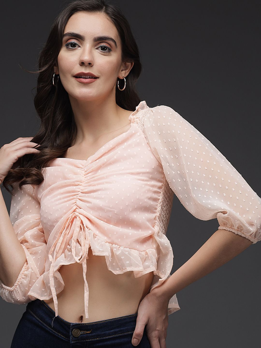 

TANDUL Women Solid Georgette Top, Pink