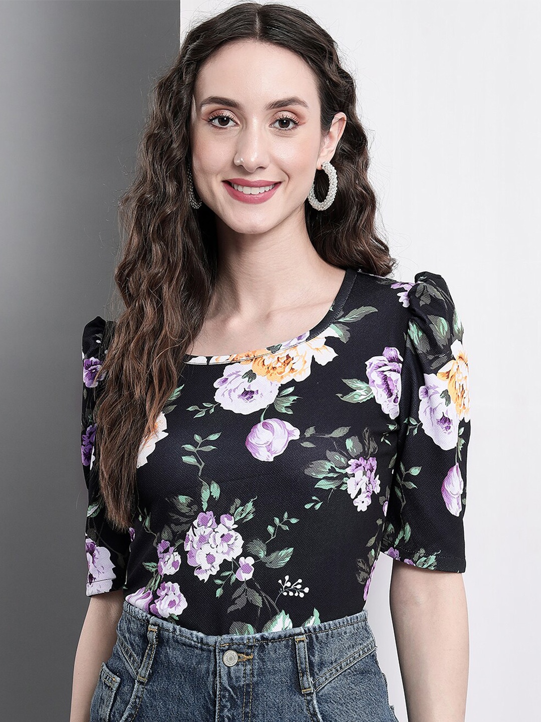 

TANDUL Floral Print Top, Multi