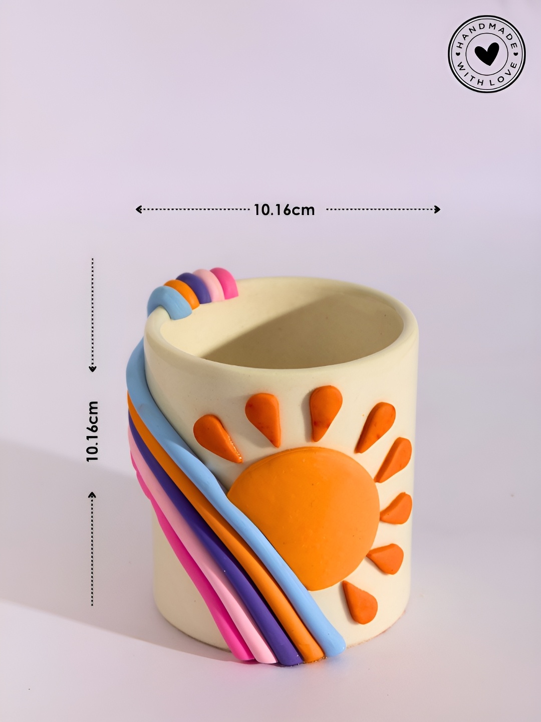 

Indikluster Off White & Orange Coloured Sun Shaped Flower Planter