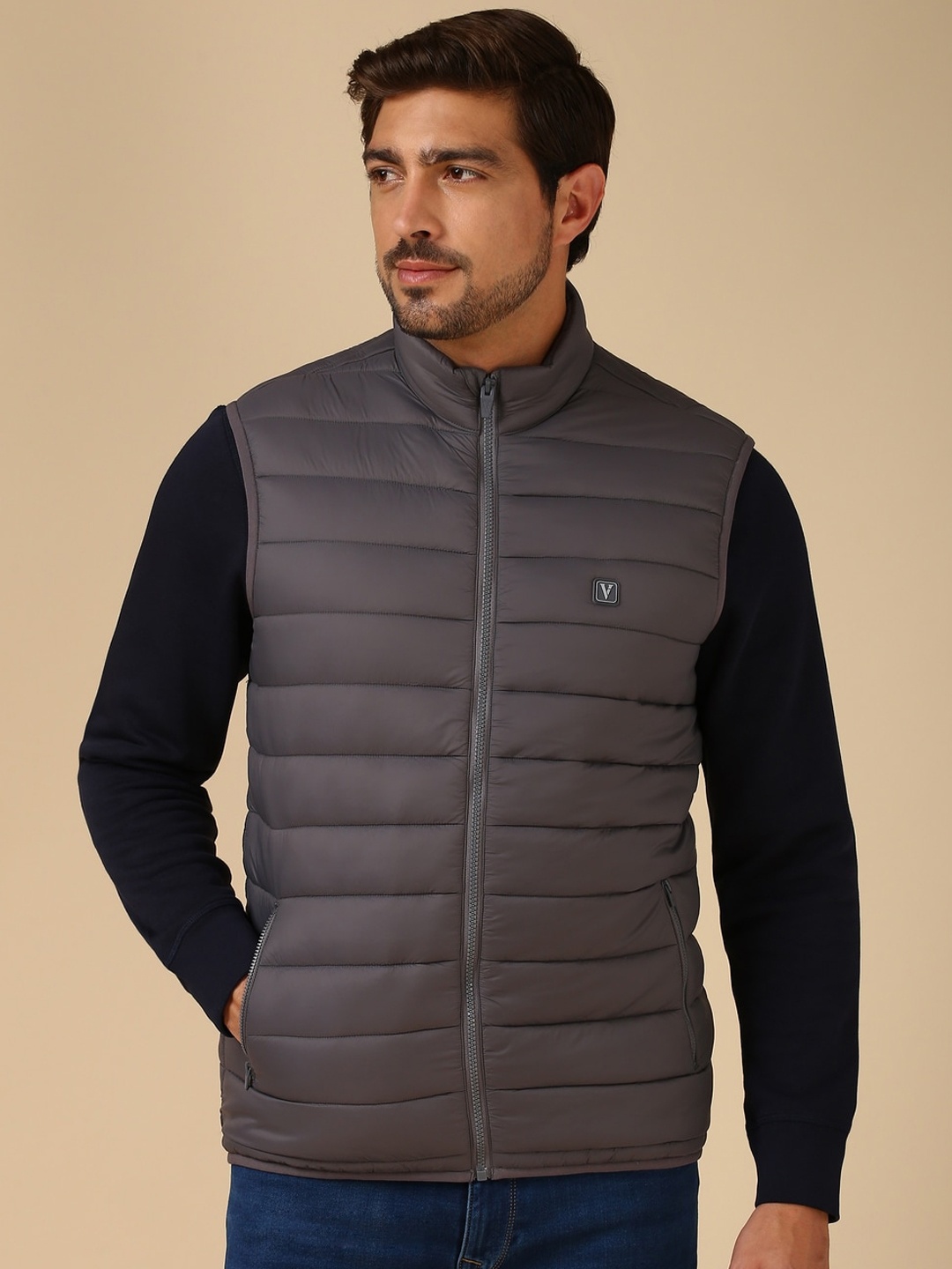 

Van Heusen Men Padded High Neck Jacket, Grey