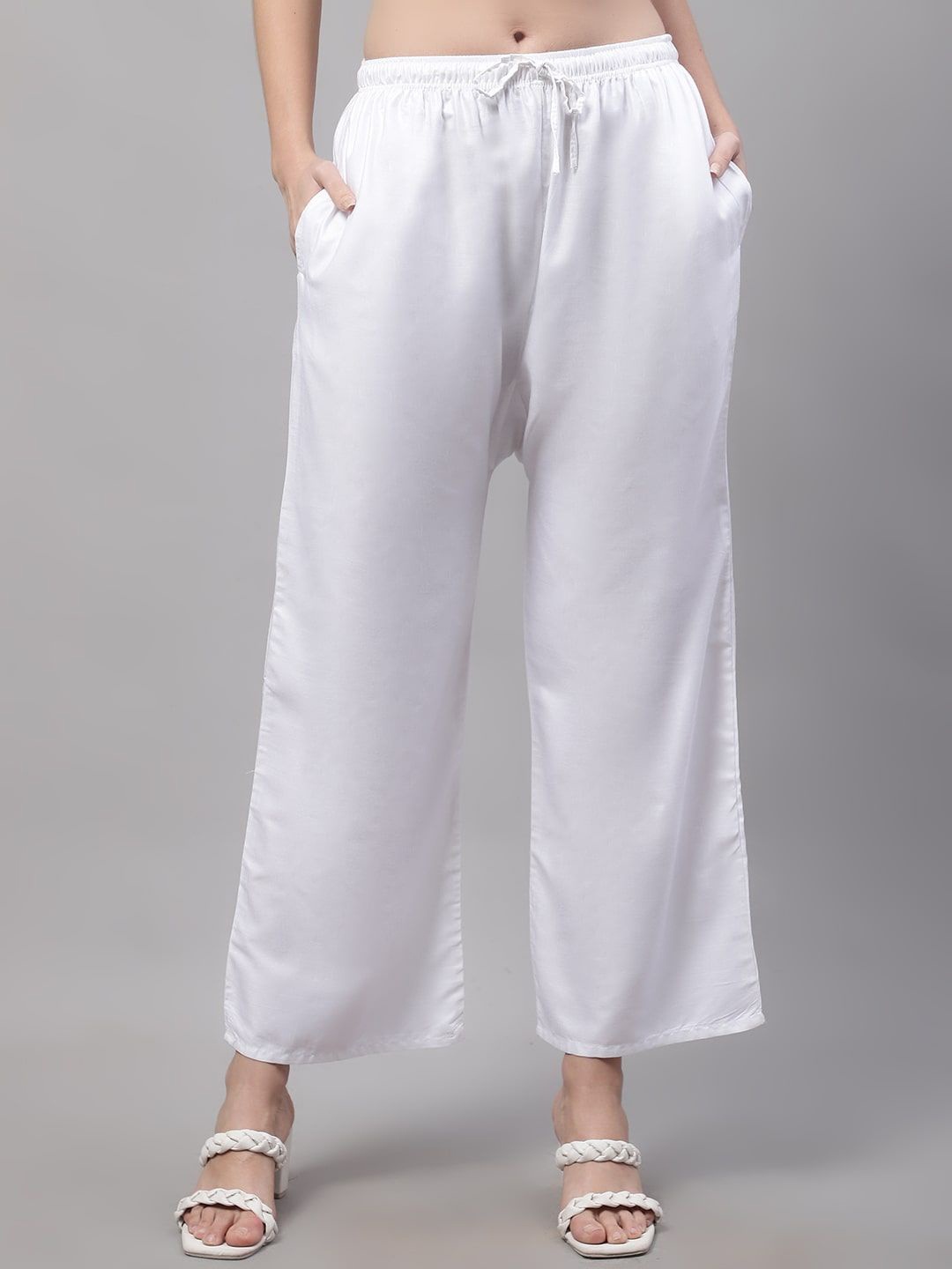 

GRACIT Women White Knitted Ethnic palazzo with Side pocket