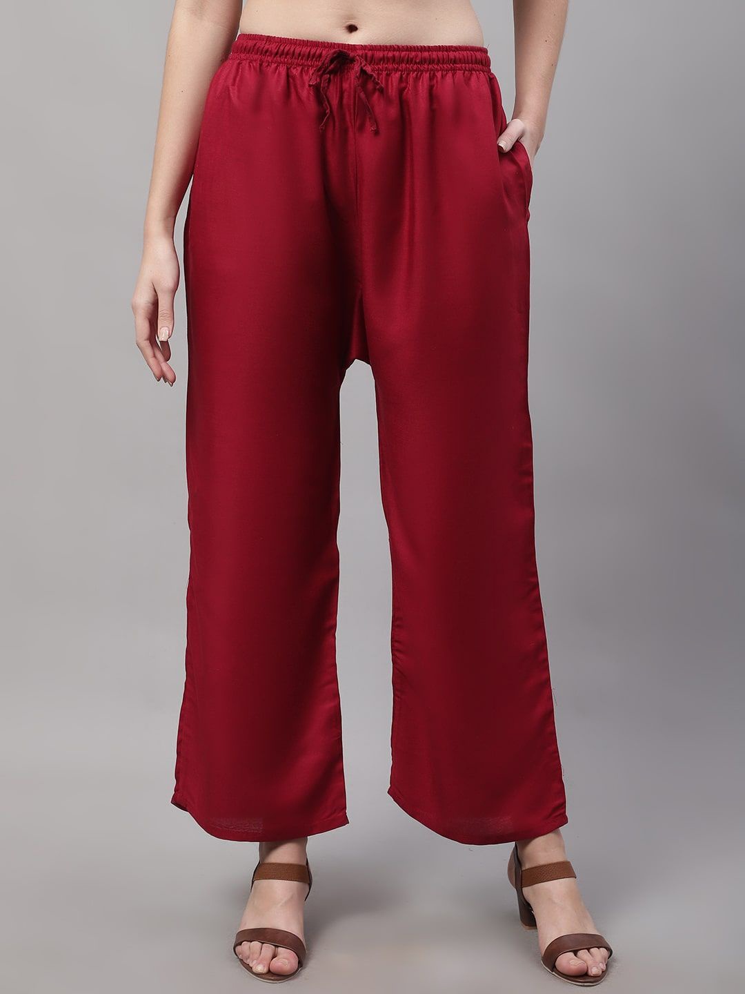 

GRACIT Women Maroon Knitted Ethnic palazzo with Side pocket