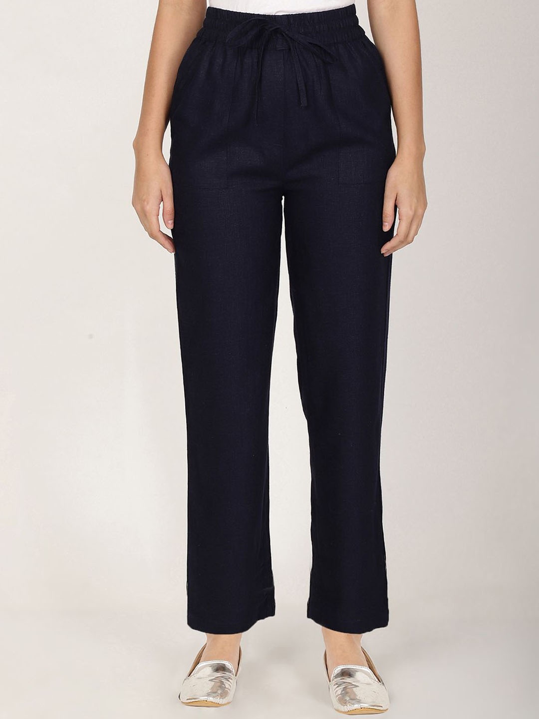 

FUTURO Women Relaxed Straight Leg Trousers, Navy blue