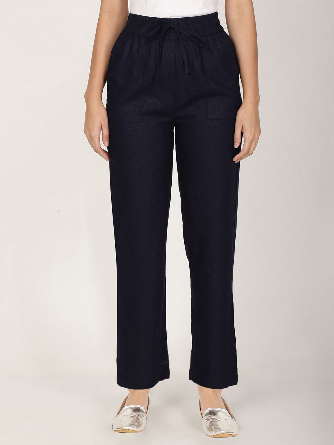 

FUTURO Women Relaxed Straight Leg Trousers, Navy blue