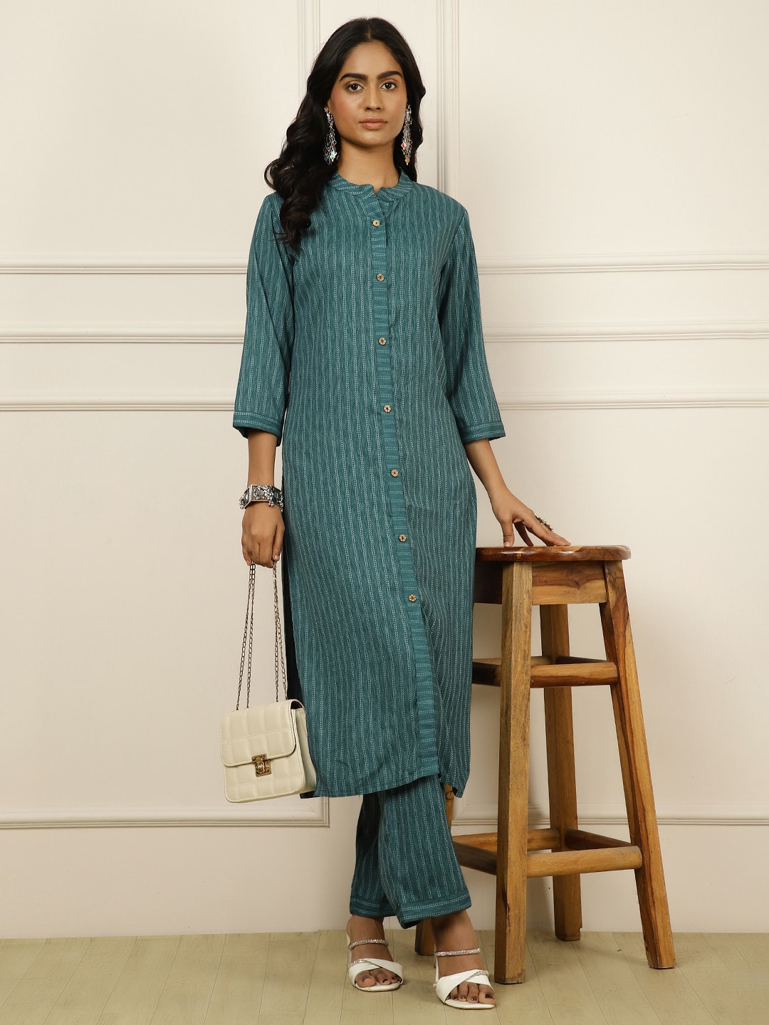 

Jaipur Kurti Women Printed Regular Kurta with Palazzos, Teal