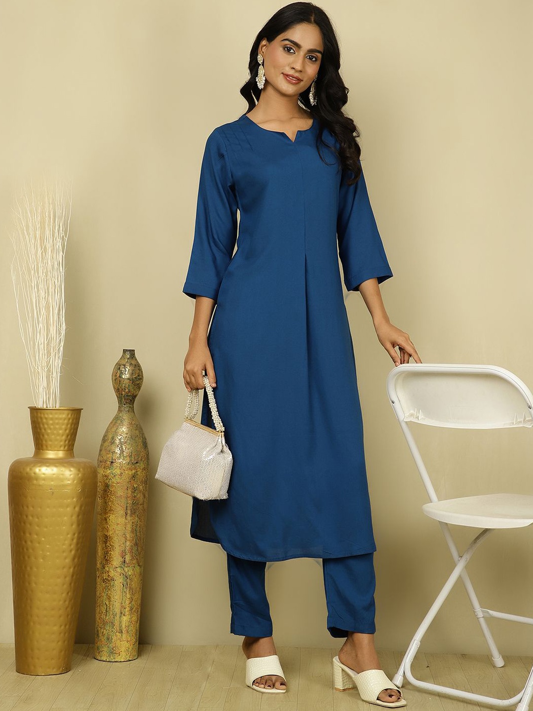 

Jaipur Kurti Women Regular Kurta with Trousers, Teal