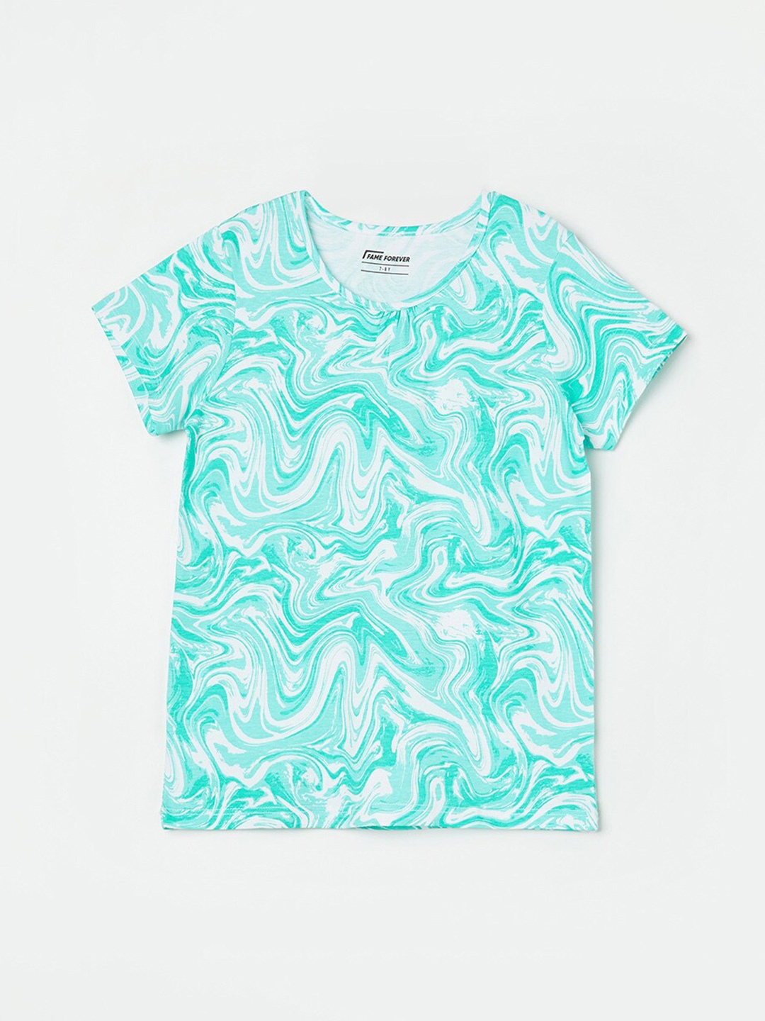 

Fame Forever by Lifestyle Girls Round Neck Abstract T Shirt, Blue