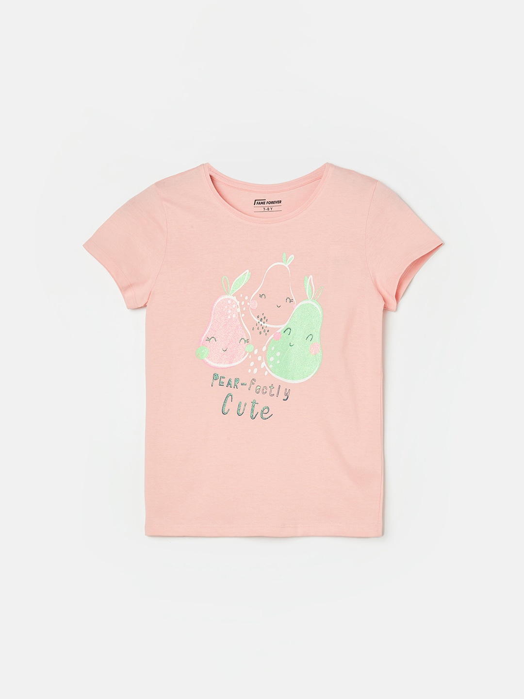 

Fame Forever by Lifestyle Girls Printed Applique T-shirt, Peach