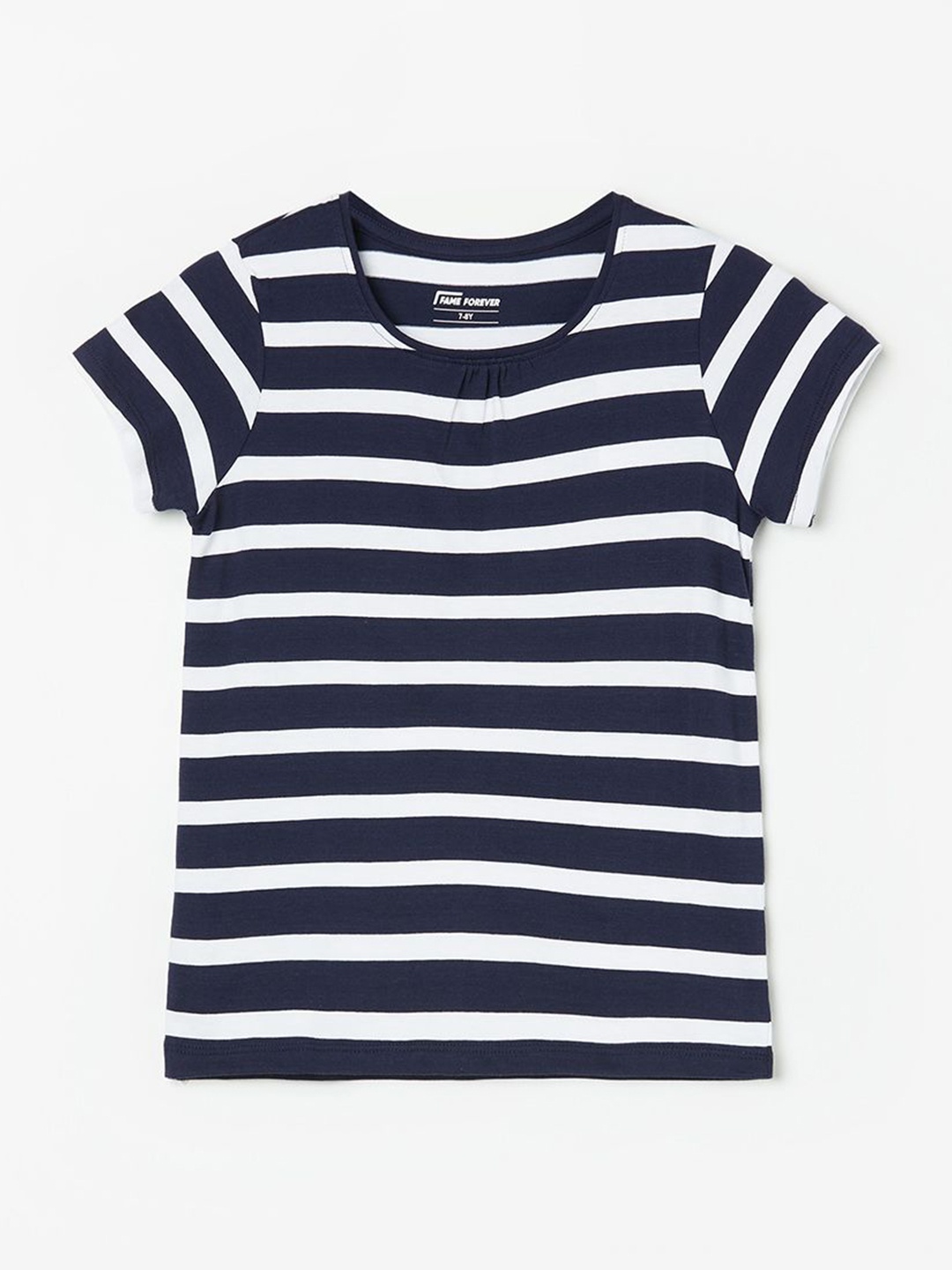 

Fame Forever by Lifestyle Girls Striped Round Neck T-shirt, Blue