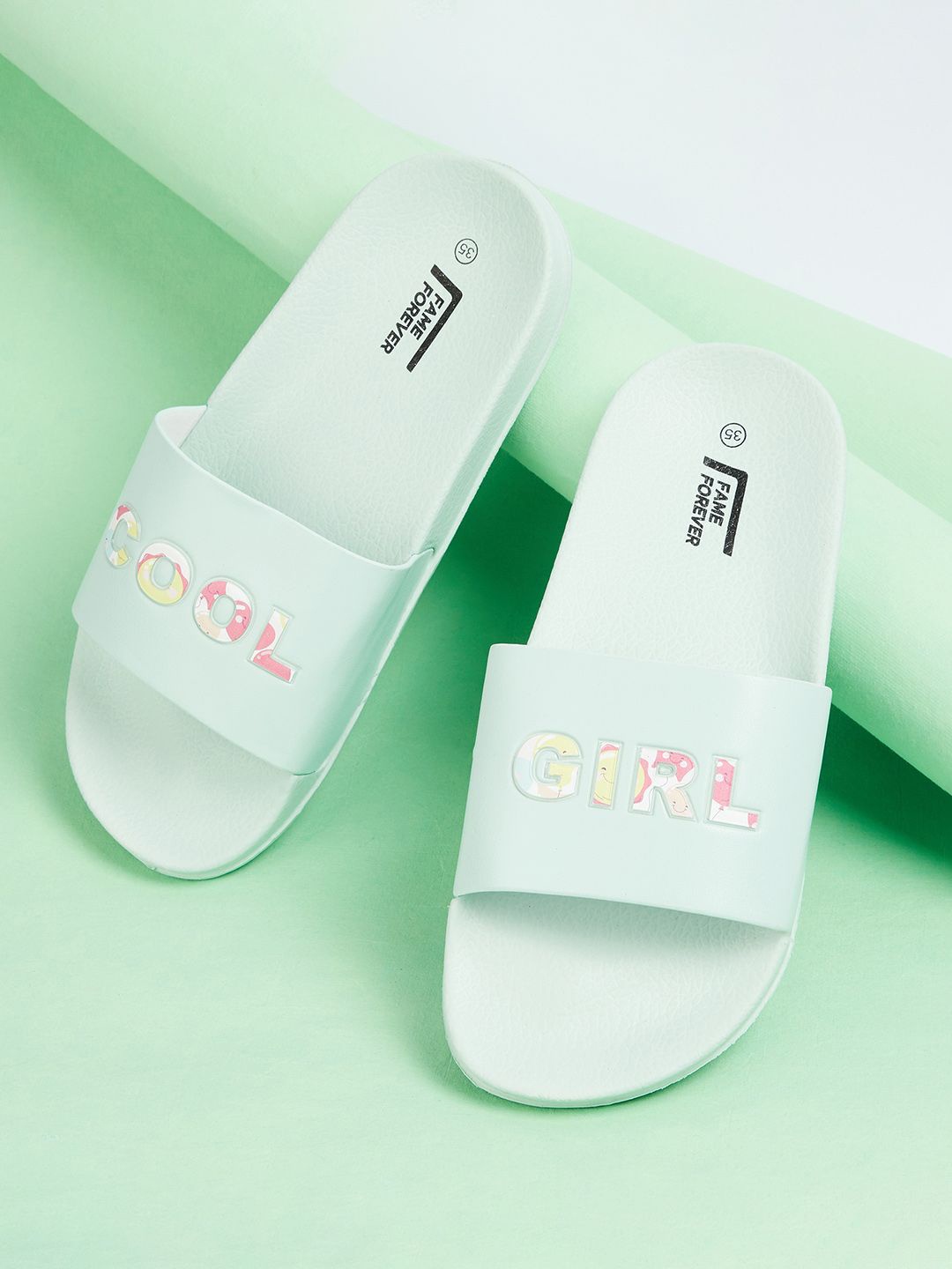 

Fame Forever by Lifestyle Girls Rubber Sliders, Green