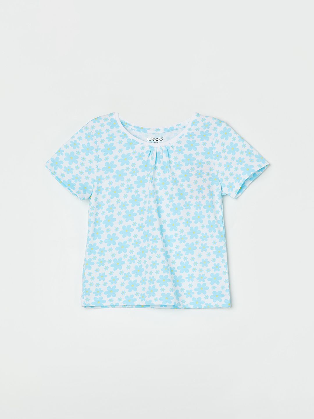 

Juniors by Lifestyle Girls Floral Printed Henley Neck T-shirt, White