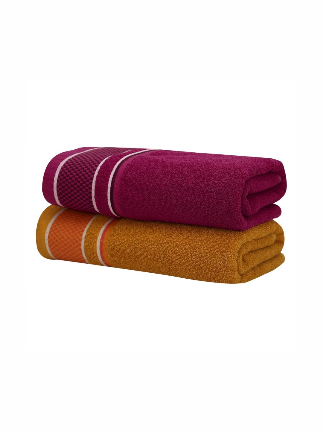 

Homerz Yellow & Pink Pack Of 2 Solid Cotton 210 GSM Bath Towel