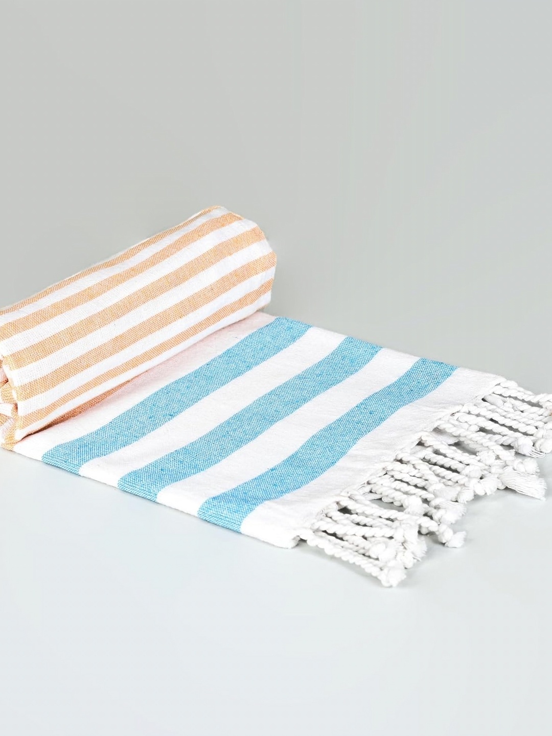 

Homerz White & Orange Striped Cotton 210 GSM Bath Towel