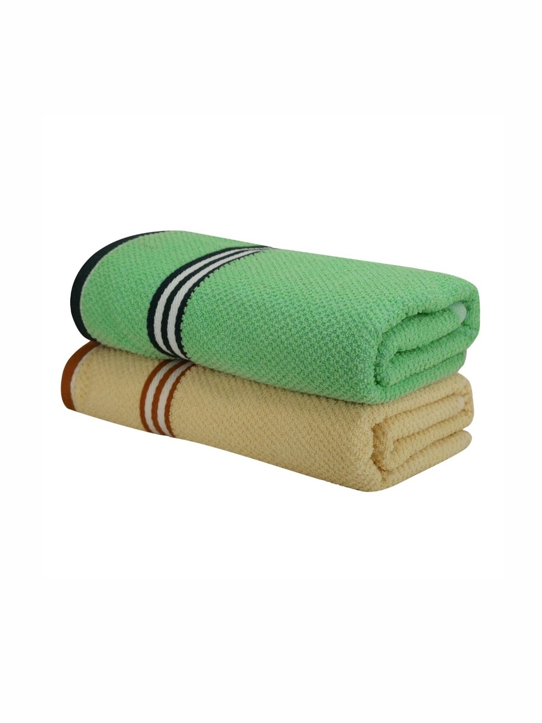 

Homerz Unisex Green & Beige Pack of 2 Cotton 210 GSM Bath Towel