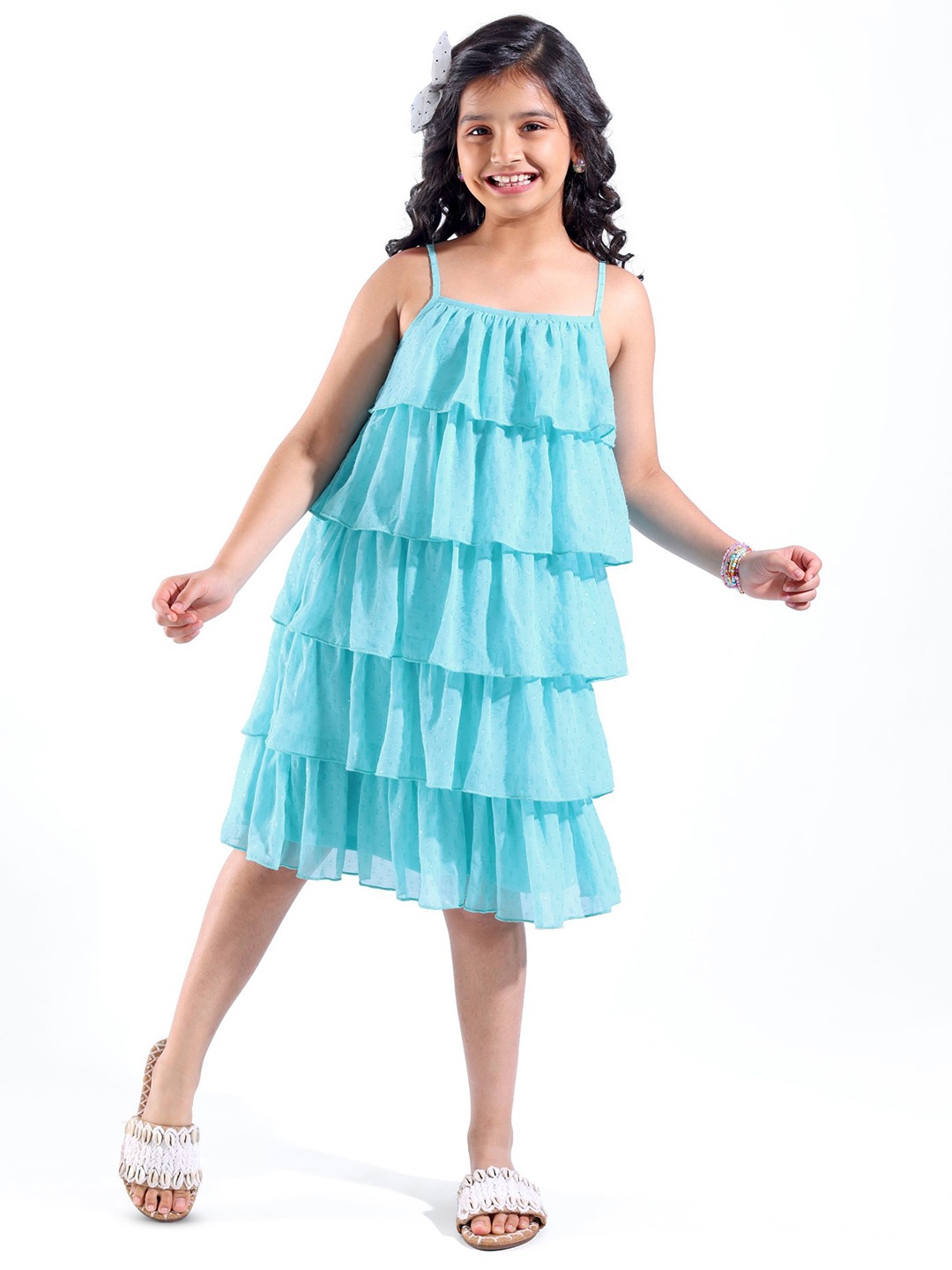 

Hola Bonita Layered Georgette A-Line Maxi Dress, Blue