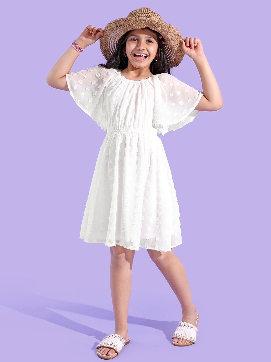 

Hola Bonita Girls Georgette A-line Dress, White